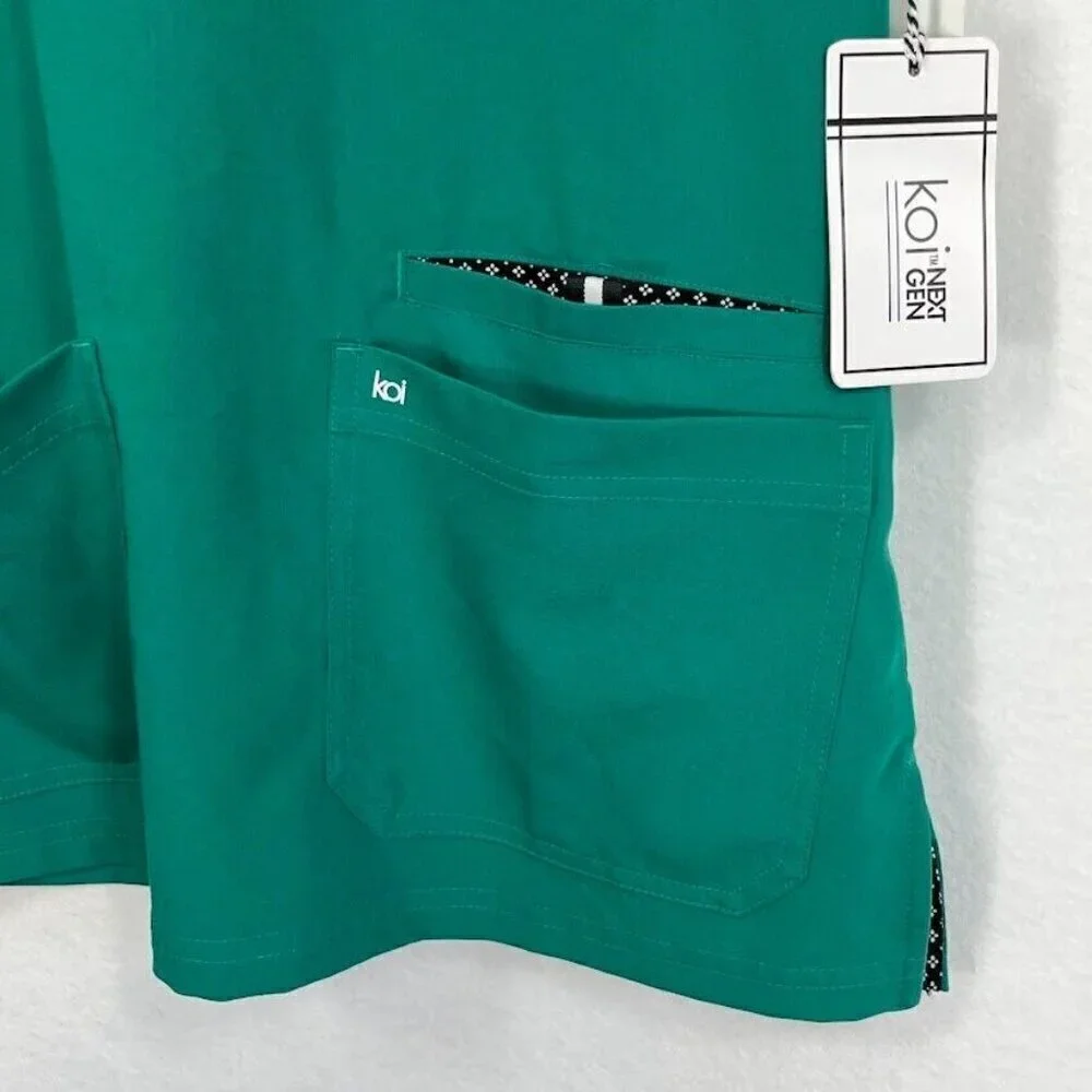 NWT koi Next Gen Hustle and Heart Women's 3-Pocket Stretch Scrub Top XS Green - Picture 5 of 8